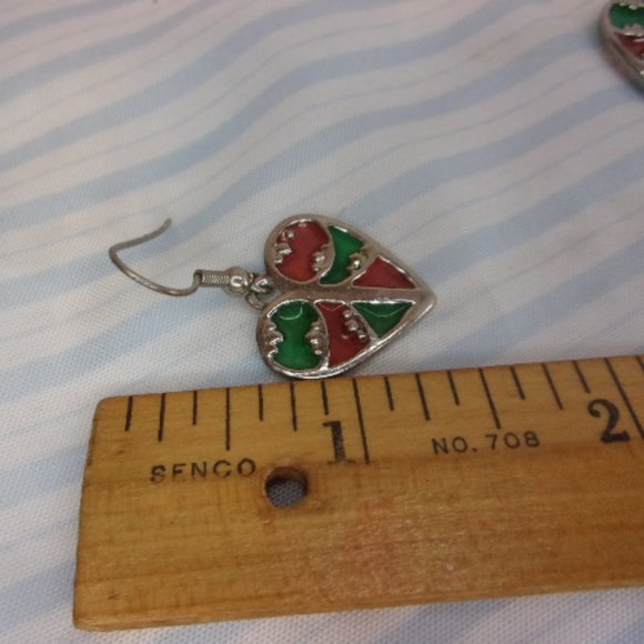 Stained Glass Heart Dangle Pierced Earrings - Picture 5 of 7